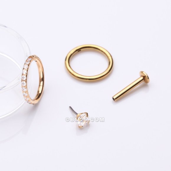 3 Pcs of Assorted Everyday Golden Sparkle Gem Stud x Clicker Package - Picture 2 of 3